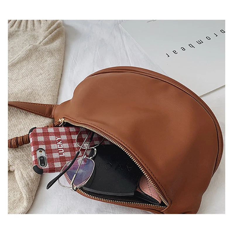 Women's Solid Waist Bag with Wide Strap, PU Leather Belt Pack