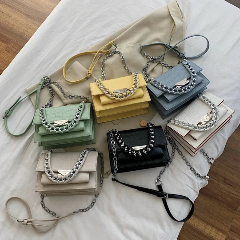 Crocodile Pattern Shoulder Bag Women Handbag PU Leather Flap Lady HPS1024