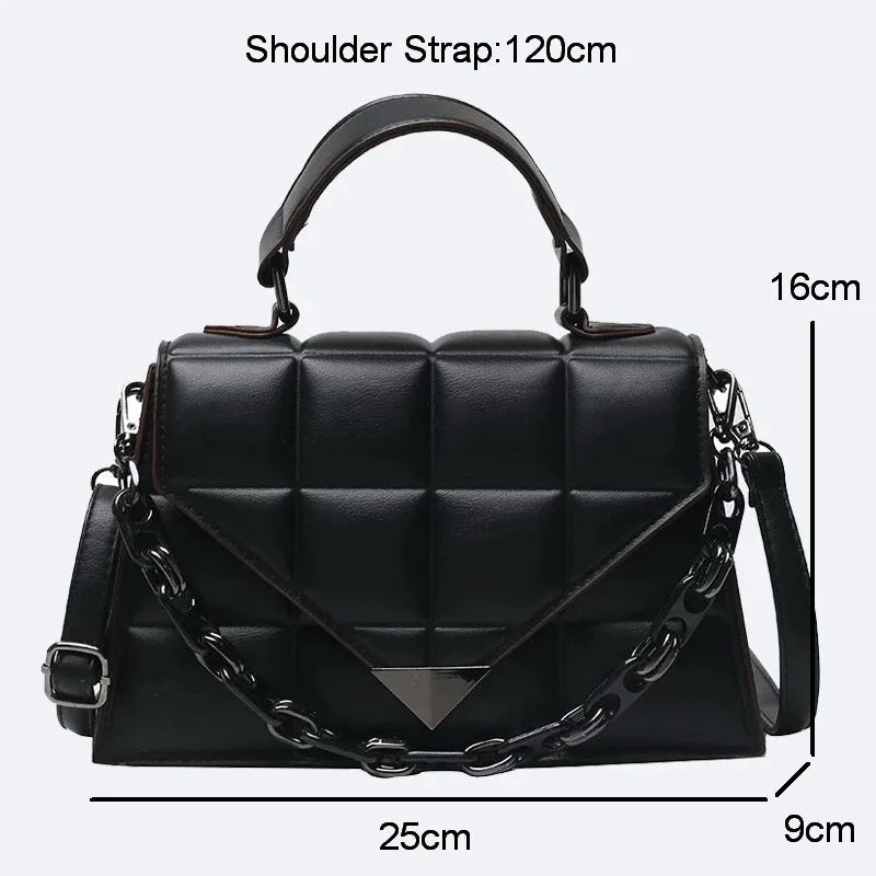 Women's Flap Bag Pu Leather Shoulder Bag Diamond Plaid Purse