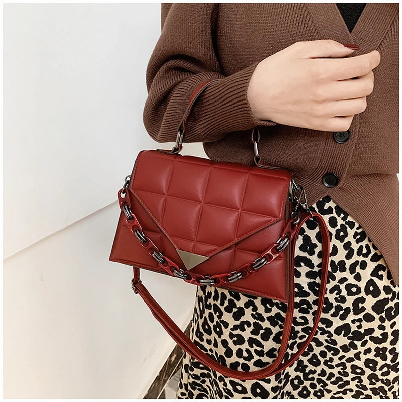 Women's Flap Bag Pu Leather Shoulder Bag Diamond Plaid Purse
