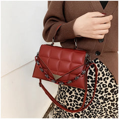 Women's Flap Bag Pu Leather Shoulder Bag Diamond Plaid Purse