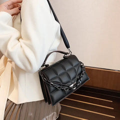 Women's Flap Bag Pu Leather Shoulder Bag Diamond Plaid Purse
