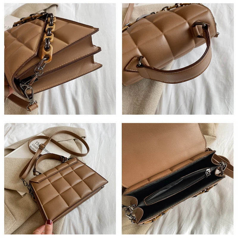 Women's Flap Bag Pu Leather Shoulder Bag Diamond Plaid Purse
