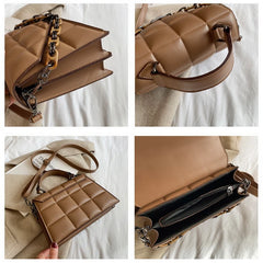 Women's Flap Bag Pu Leather Shoulder Bag Diamond Plaid Purse