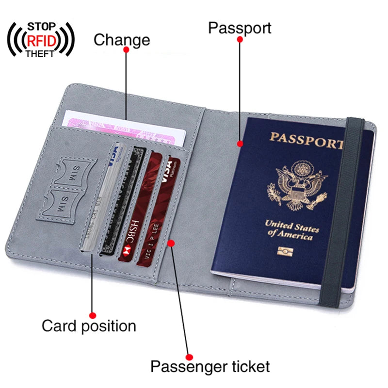 Anti-Lost Passport Cover Travel Wallet Holder Men Women Gift