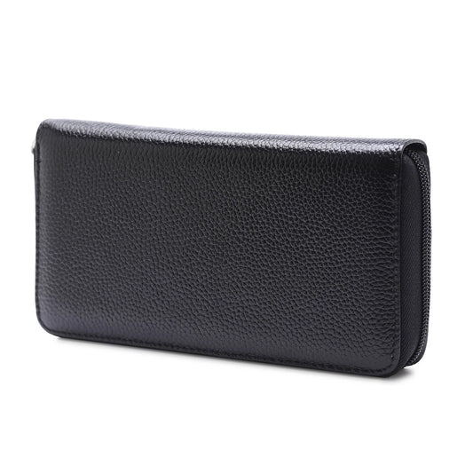 RFID Blocking Leather Long Wallet Zipper Card Bag