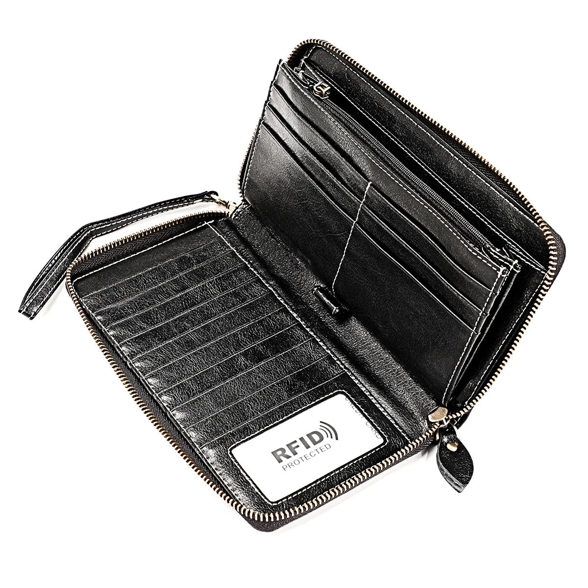 RFID Leather Lady's Wallet Large Capacity Card Pocket