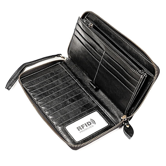 RFID Leather Lady's Wallet Large Capacity Card Pocket