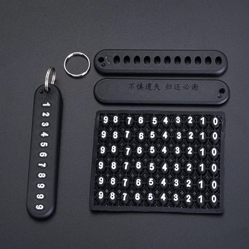 Anti-lost Key Wallet Phone Number Plate Leather Keychain Metal Key Ring