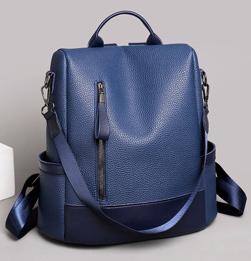 Retro Leather Women's Backpack for Teenage Girls