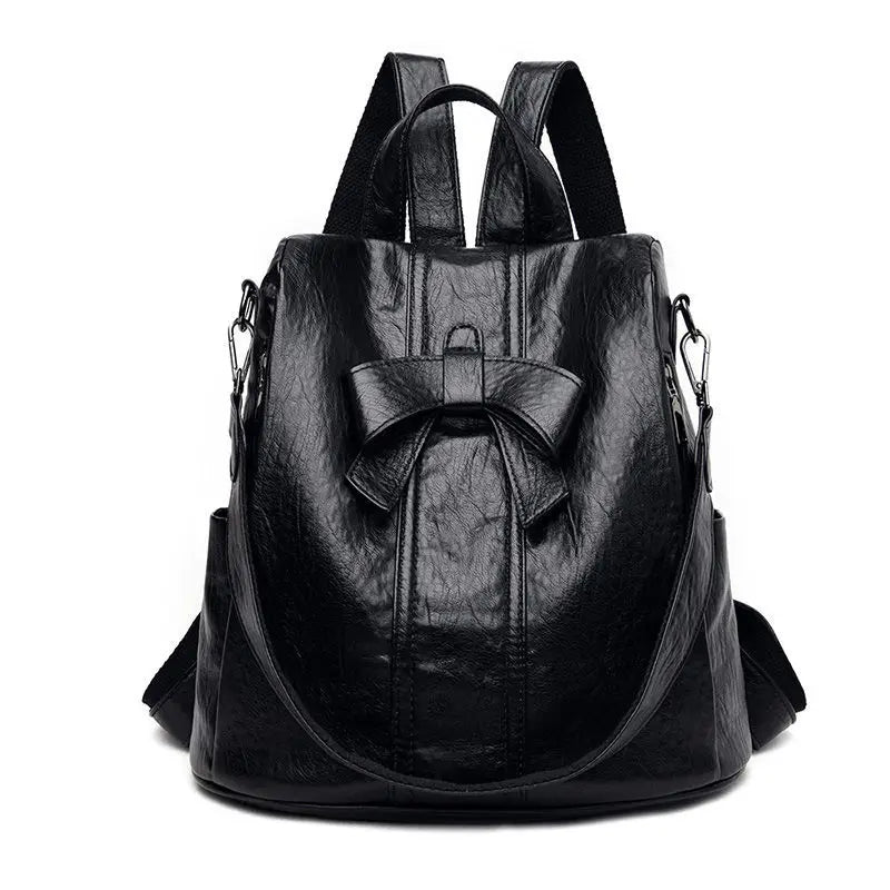 Vintage Casual Backpack for Women Soft PU Leather Rucksacks Female Shoulder Bag