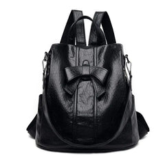Vintage Casual Backpack for Women Soft PU Leather Rucksacks Female Shoulder Bag