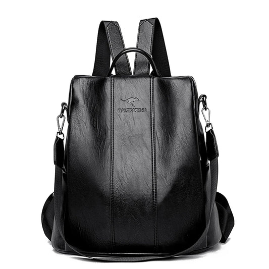 Vintage Leather Anti-Theft Backpack for Women - Travel School Girls Bag