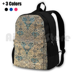 Antique Persian Kirman Rug Print Outdoor Hiking Backpack