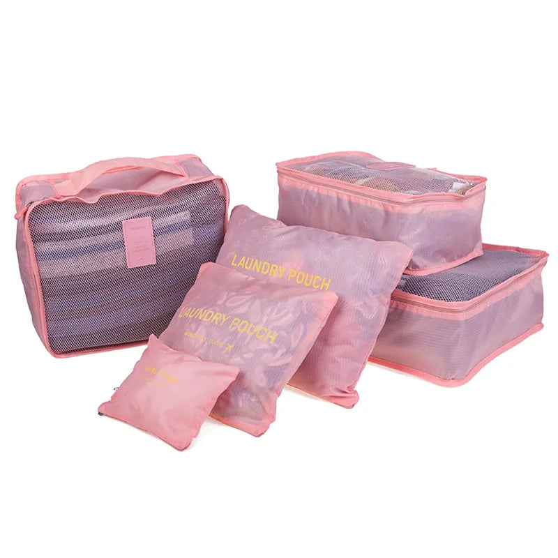 6pcs Traveling Organizer Duffel Weekend Bag Separated Men Women Luggage