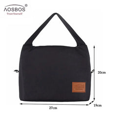 Canvas Portable Cooler Lunch Bag Thermal Insulated Food Storage Handbag