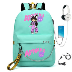 Aphmau Backpack USB Charging School Bag Girl Waterproof Student Backpack