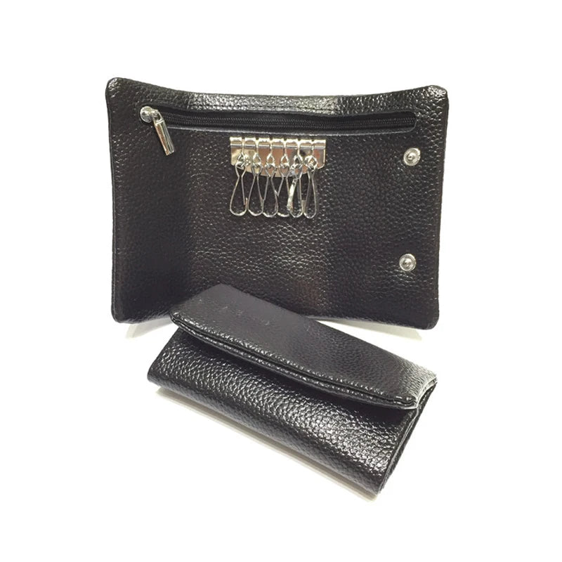 Real Leather Key Wallet Solid Colors Key Organizer Key Holder