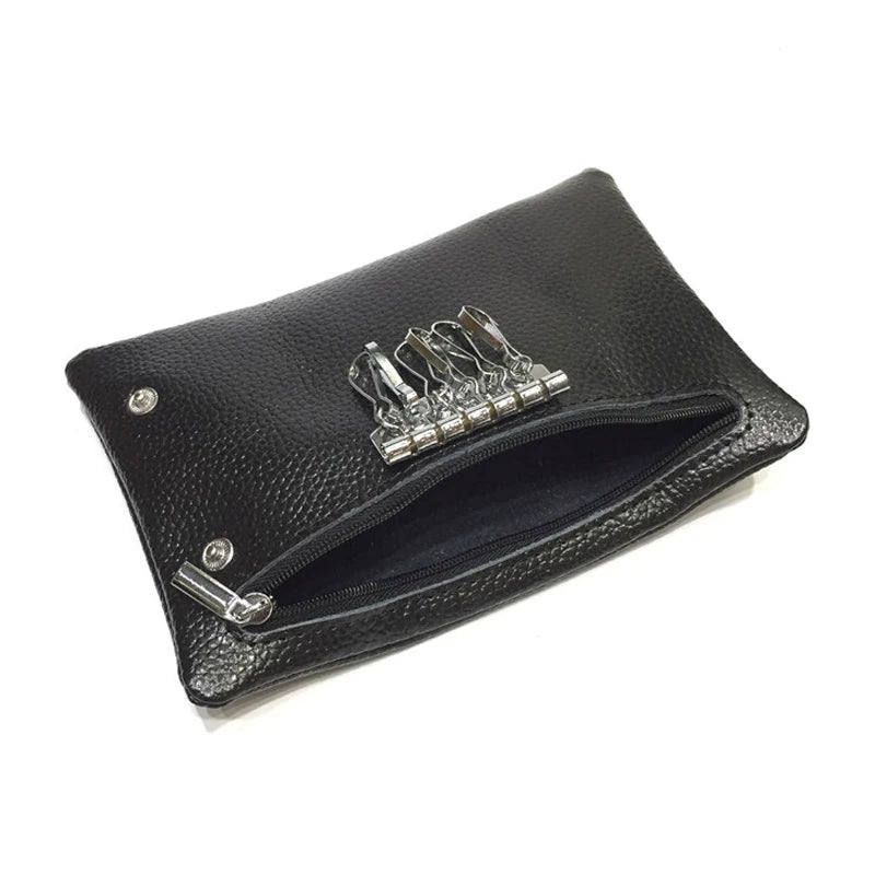 Real Leather Key Wallet Solid Colors Key Organizer Key Holder