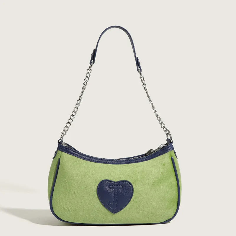 Retro PU Leather Heart Handle Shoulder Bag for Women