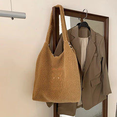 Japanese Plush Shoulder Bag Bear Embroidery Handbags