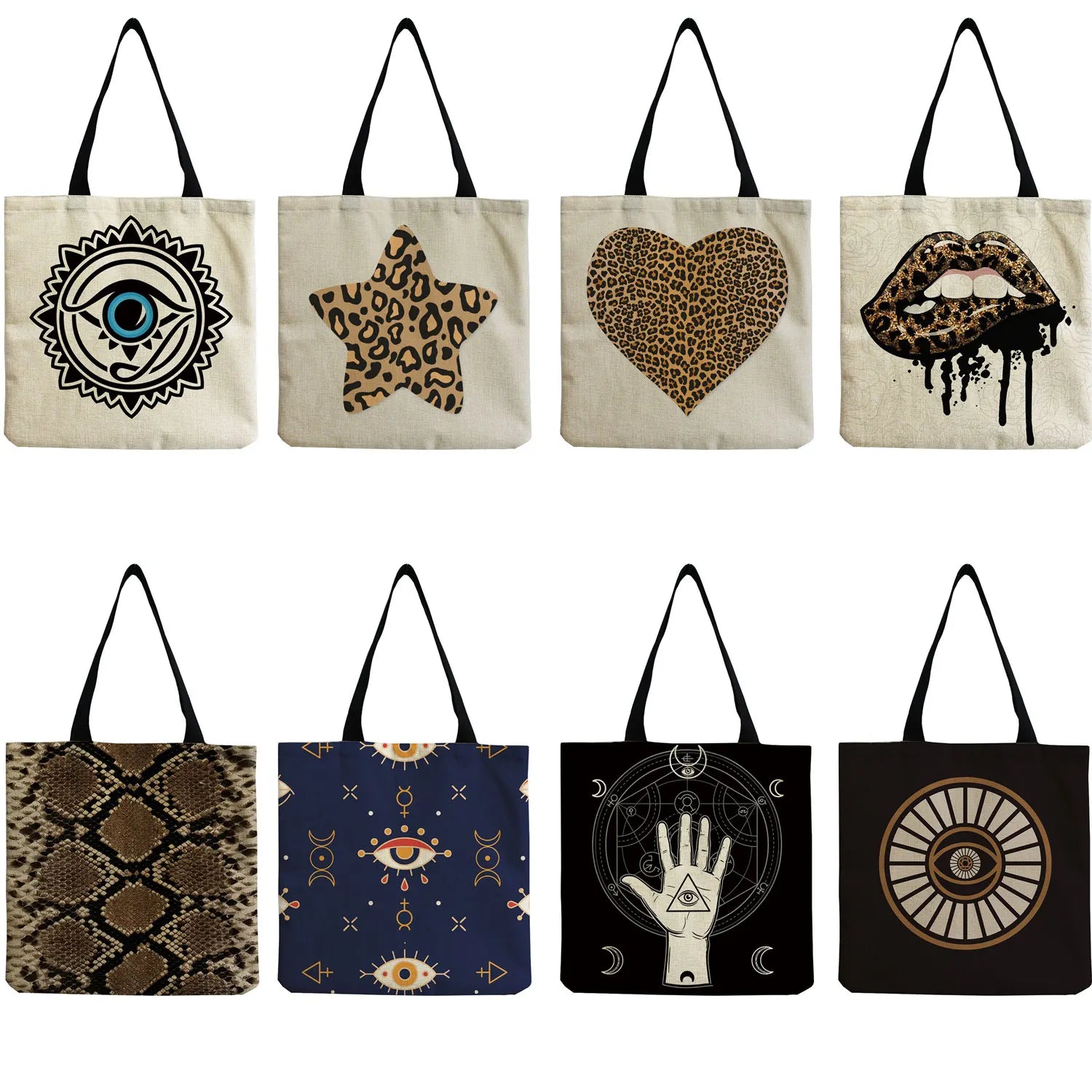 Customizable Art Eye Print Beach Bag Tote Handbag