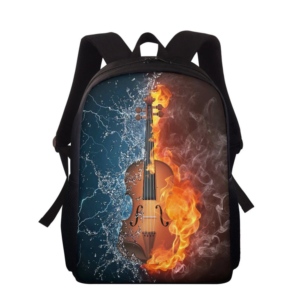 Violin Pattern School Bag for Girls Music Note Elementary School Backpack