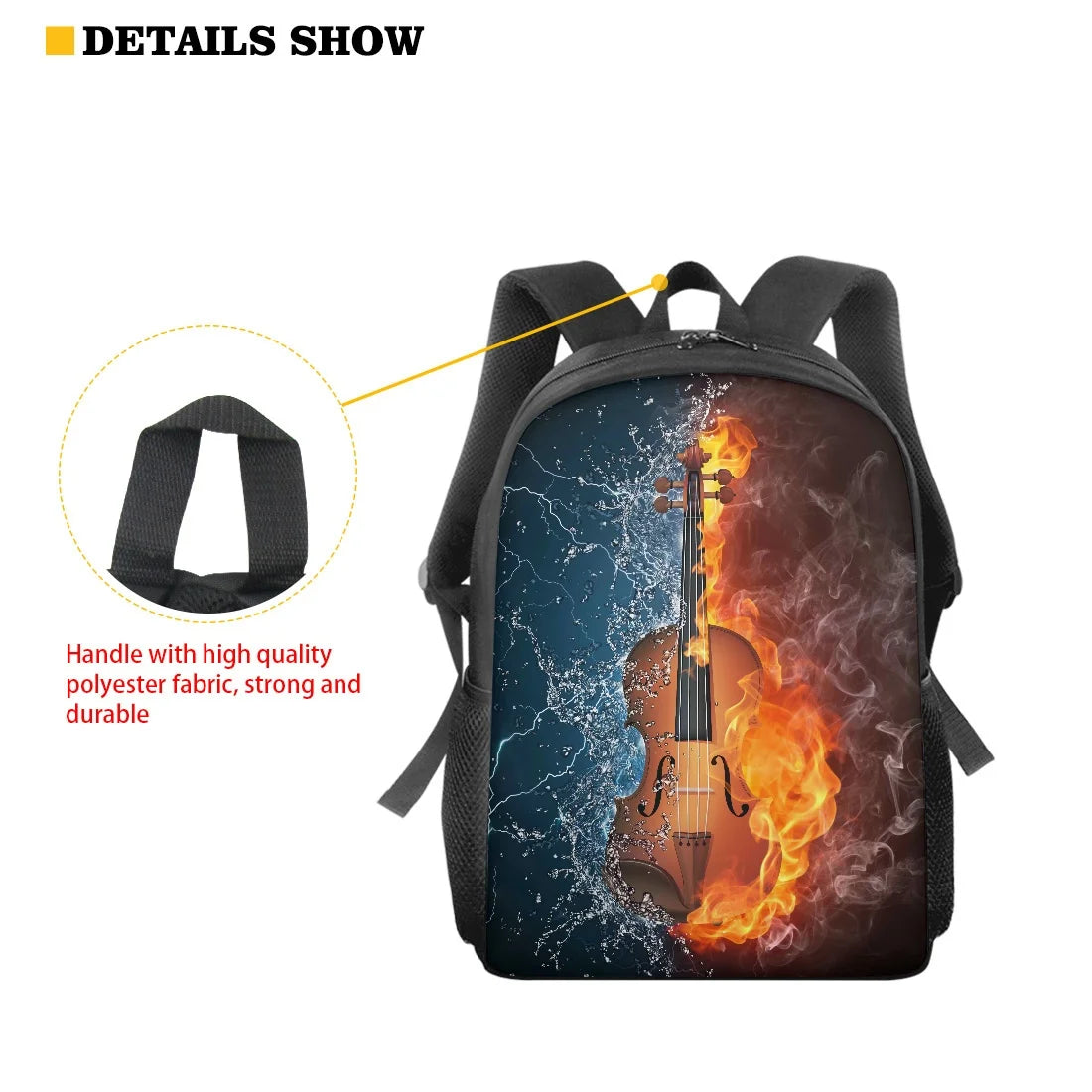 Violin Pattern School Bag for Girls Music Note Elementary School Backpack