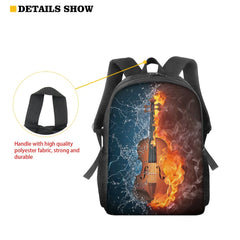 Violin Pattern School Bag for Girls Music Note Elementary School Backpack