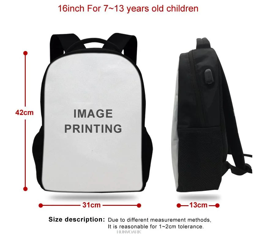 Astronaut 3D Backpack USB Charging School Bag Boys Girls Rucksack