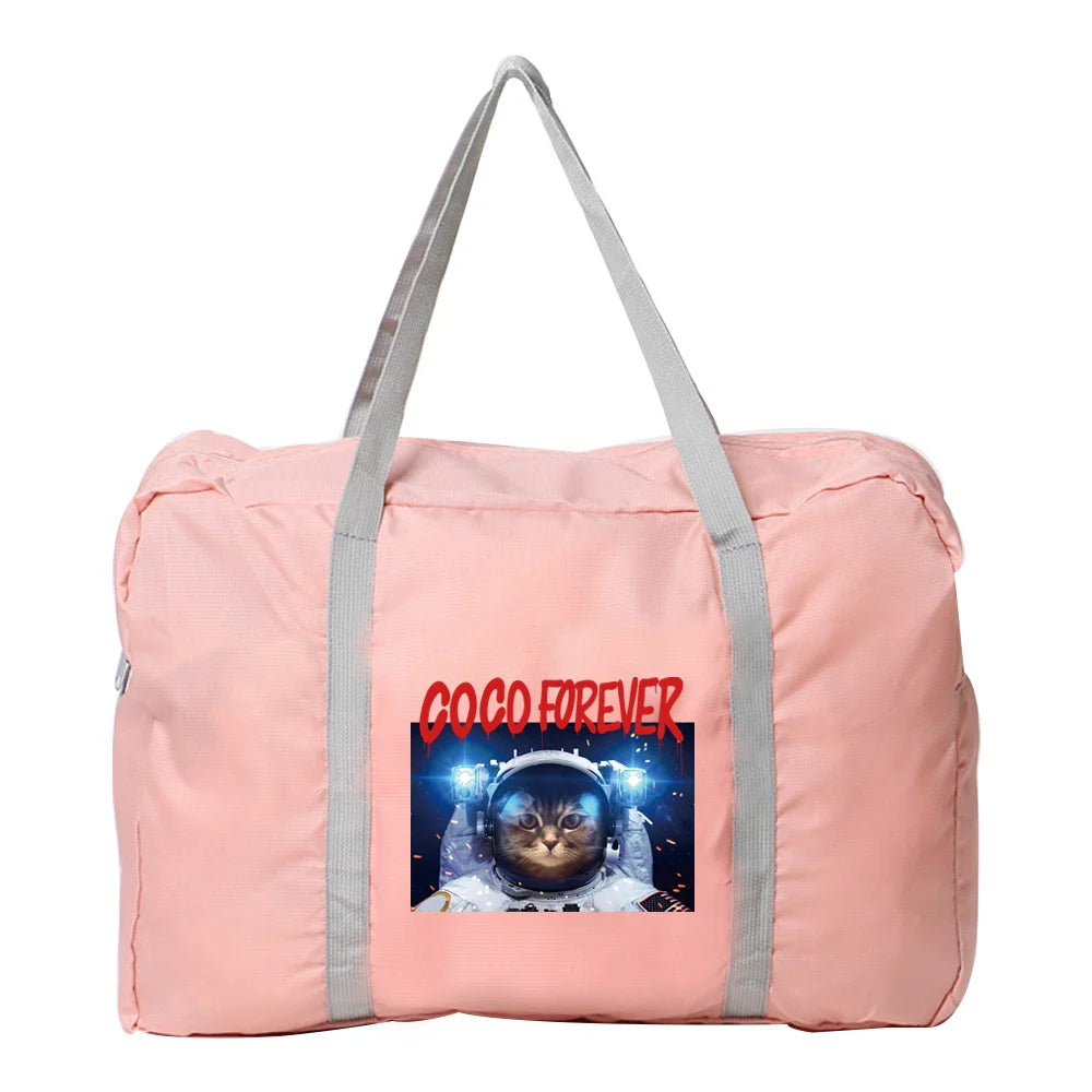 Astronaut Series Pattern Travel Bag - Foldable Large Capacity Unisex Luggage Bag