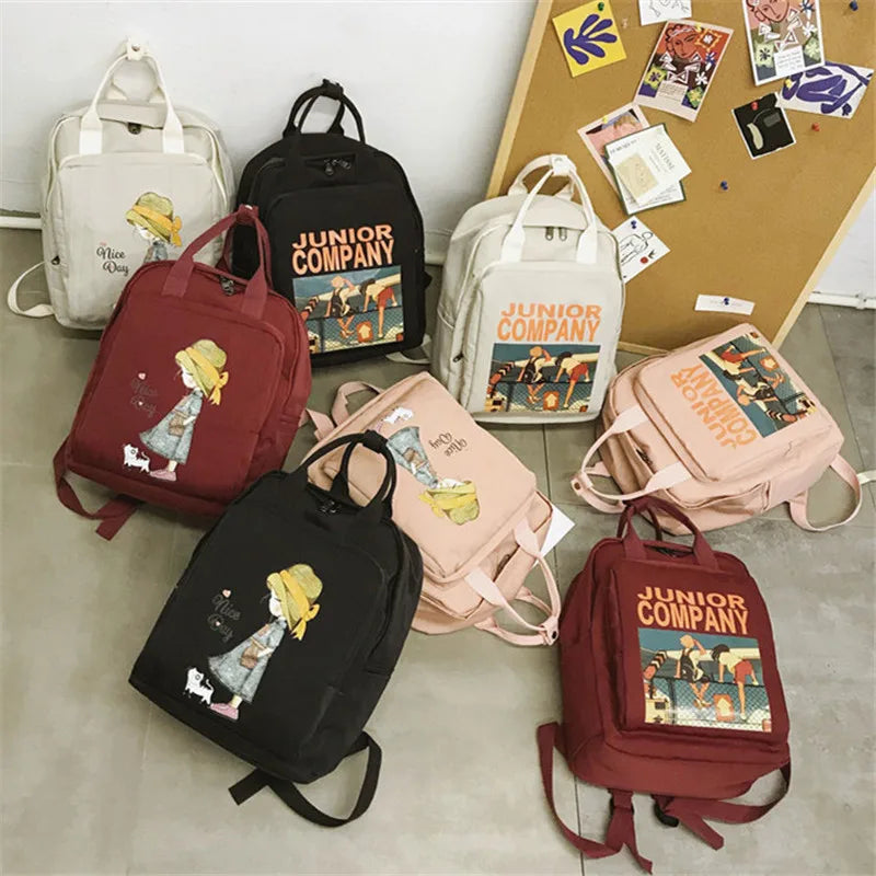 Attra-Yo Retro Cartoon Print Women Backpack