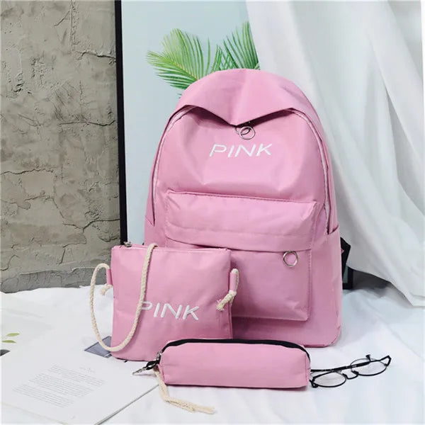 Attra-Yo 3Set Women Backpack Student Bag Lightweight Multifunction