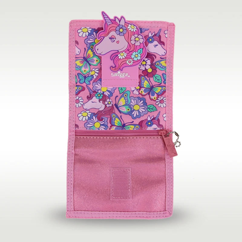 Smiggle Children's Wallet Triple Coin Purse Unicorn Butterfly