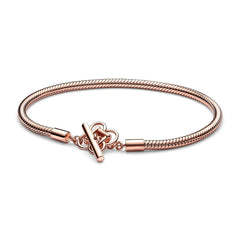 925 Silver Star T-Bar Snake Chain Bracelet for Women Charm Jewelry