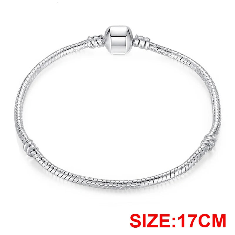 925 Silver Snake Chain Bracelet for Charm Beads DIY Jewelry