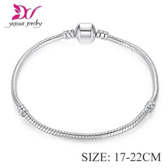 925 Silver Snake Chain Bracelet for Charm Beads DIY Jewelry