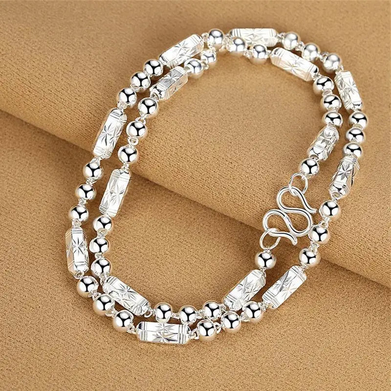S999 Sterling Silver Men's Necklace Thick Hexagonal Chain Silver Jewelry