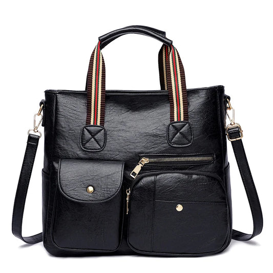 Autumn Winter PU Texture Hand Bag Leather Shoulder Bag Tote Girl