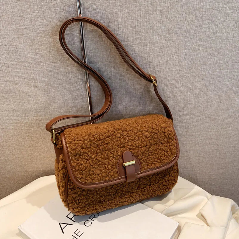 Texture Plush Small Square Bag Soft Messenger Bags