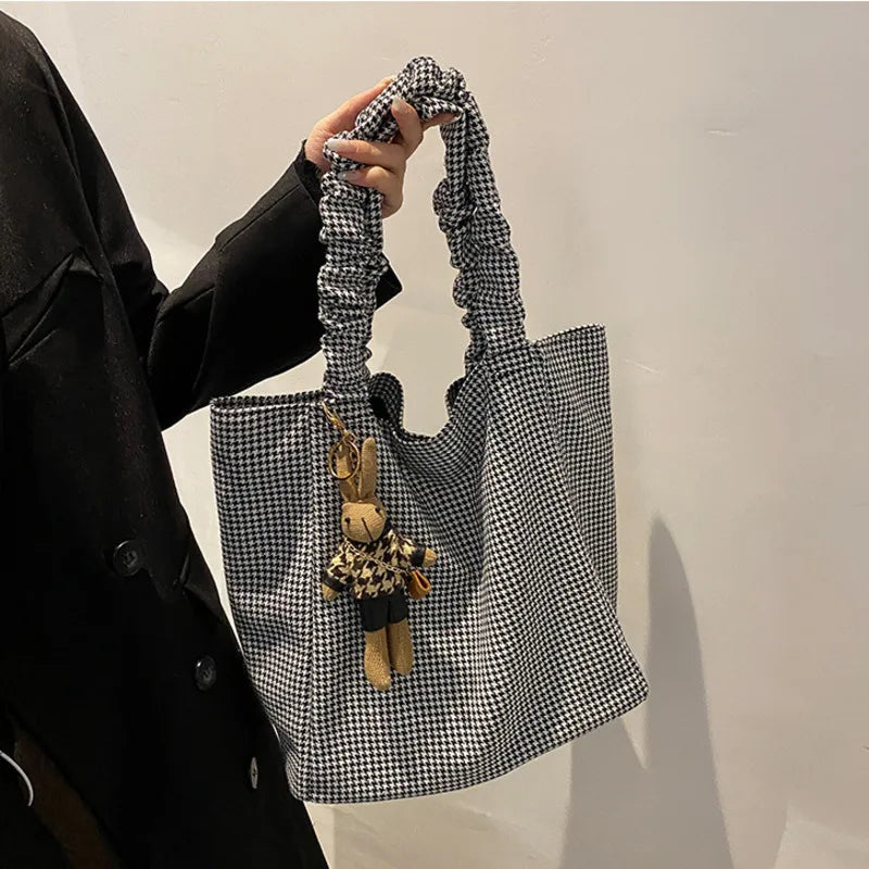 Plaid Tote One-shoulder Canvas Bag