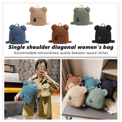 Autumn Bear Shaped School Bag, Fleece Travel Backpack