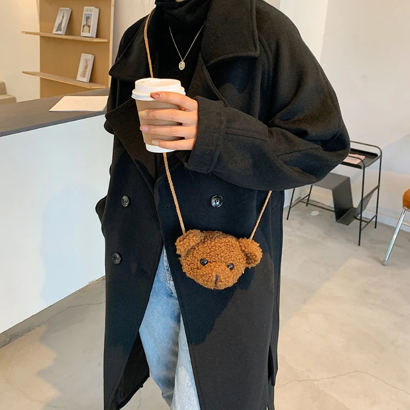 Autumn Fur Crossbody Bag Soft Warm Plush Bear Handbag Women