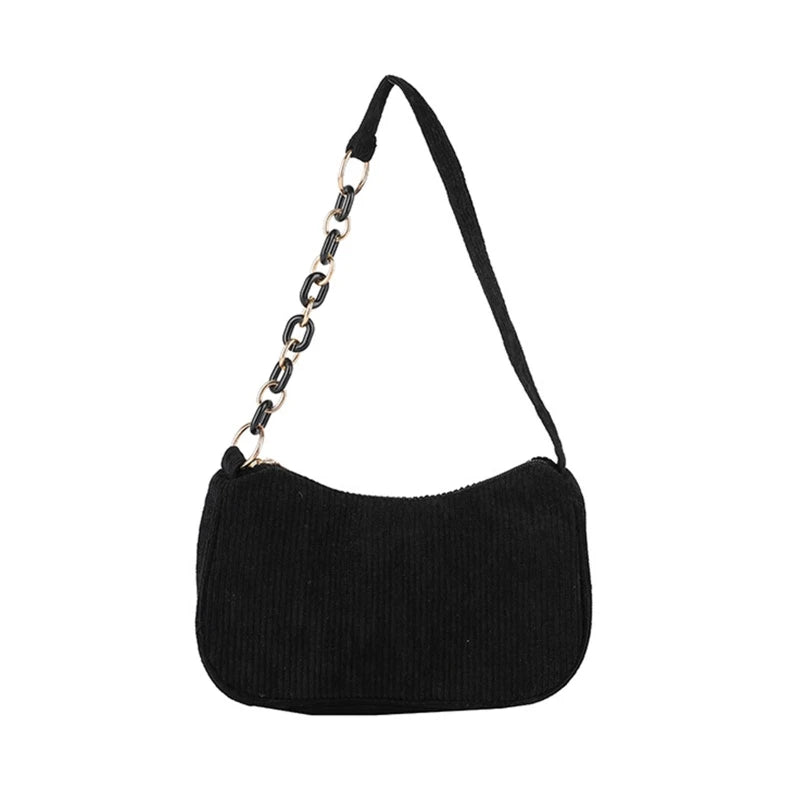 Autumn Handle Bag Women Canvas Cloth Chain Handbag Solid Shoulder Under