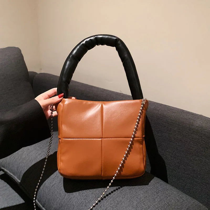 Autumn Plaid Shoulder Bag for Women Large-Capacity Handbag