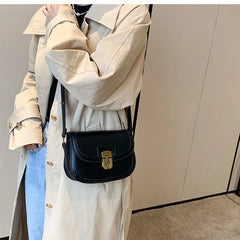 Autumn Retro Small Saddle Bags Quilted Ladies Lock Flap Messenger Bags