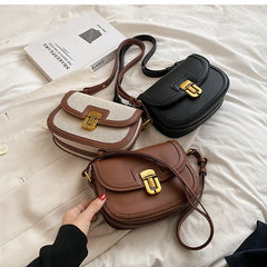 Autumn Retro Small Saddle Bags Quilted Ladies Lock Flap Messenger Bags