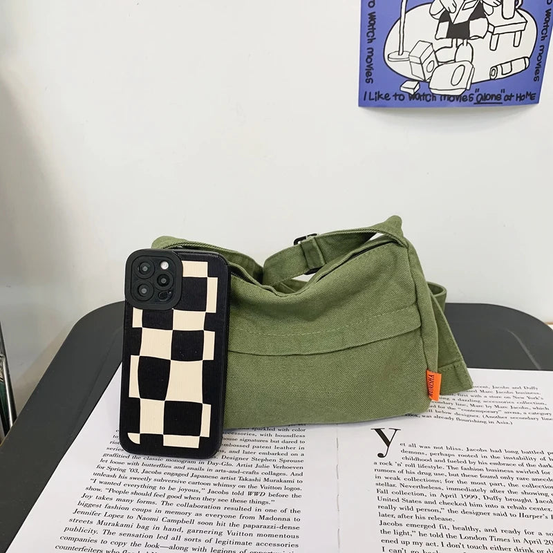 Canvas Crossbody Bag Women's Single Shoulder Mini Phone Bag Casual