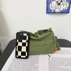 Canvas Crossbody Bag Women's Single Shoulder Mini Phone Bag Casual