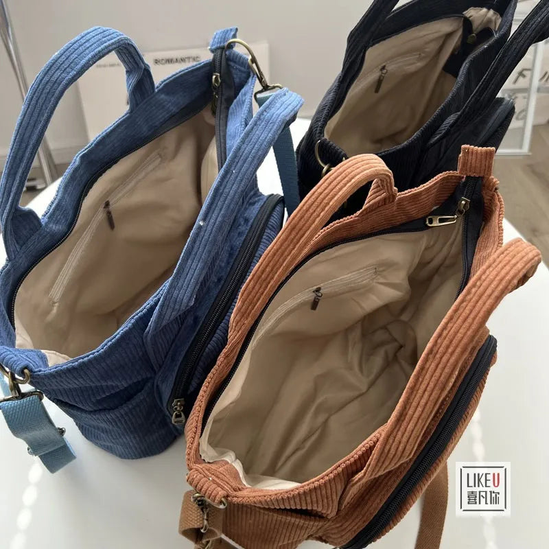 Corduroy Shoulder Bag Art Canvas Messenger Bag